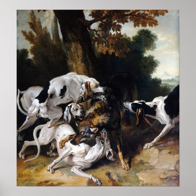 Poster Jean-Baptiste Oudry Le Hallali du loup (Devant)