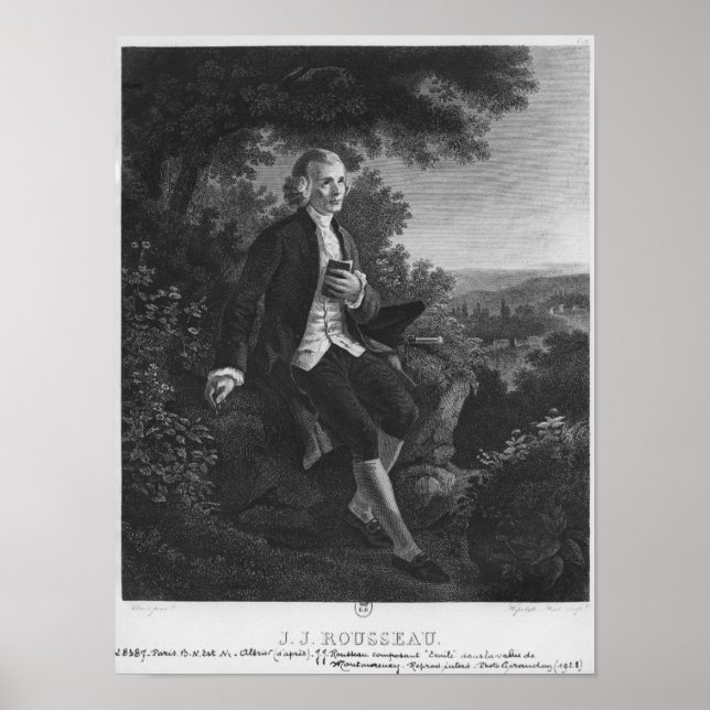 Poster Jean-Jacques Rousseau compositeur "Emile" (Devant)