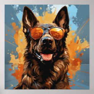 Poster Jean-Leandro les Malinois belges mangent un flip-F