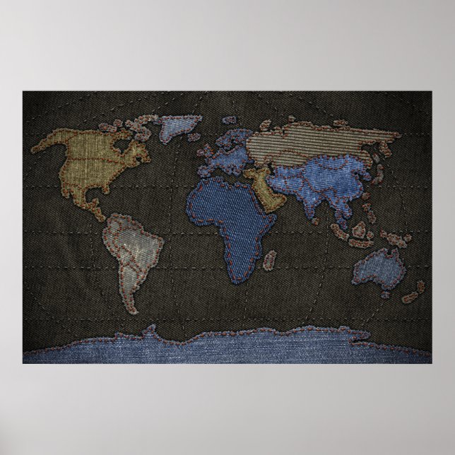 Poster Jeans World Map (Pas de étiquettes) (Devant)
