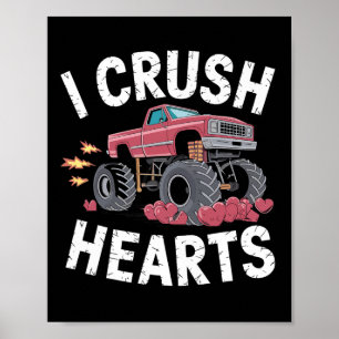 Poster J'écrase Coeurs Monster Truck Funny Valentines Day