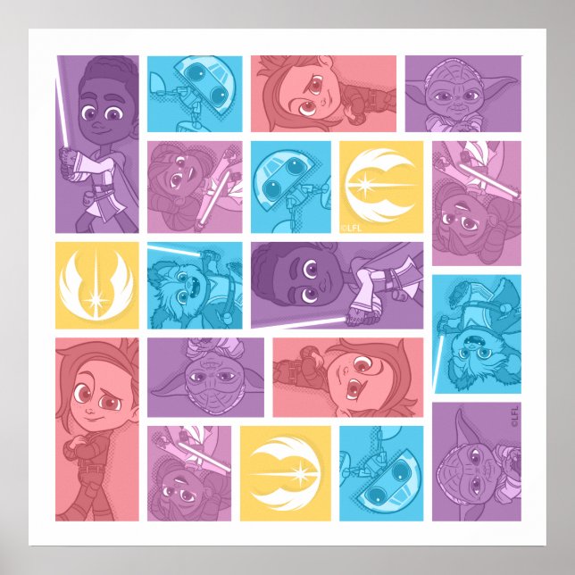Poster Jedi Adventures Motif de bloc couleur (Devant)