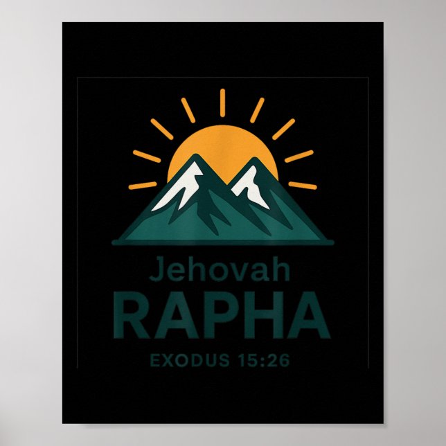 Poster Jehovah Rapha Christian Faith Mountain Bible Verse (Devant)
