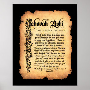 Poster Jéhovah Rohi, Seigneur notre Pasteur : Noms de Die