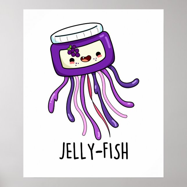 Poster Jelly-fish Drôle Jelly Jar Pun (Devant)