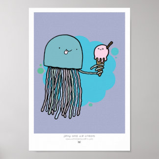 Poster Jellyfish and glaces A4 print lilas arrière - plan