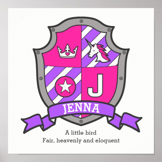 Poster Jenna nom personnalisé signifiant lettre rose viol (Devant)