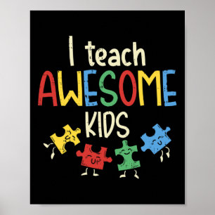 Poster J'Enseigne Awesome Enfants Autisme Enseignement sp