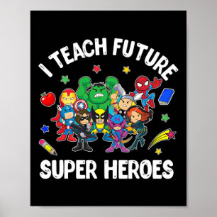 Poster J'Enseigne Futur Super Héros Tee Cadeau Enseigneme