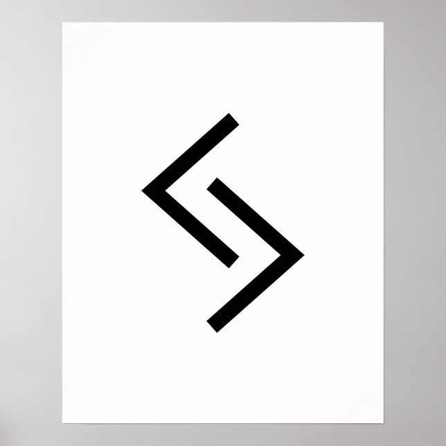 Poster Jera géométrique noire (année) Rune viking (Devant)