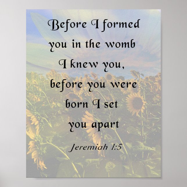 Poster Jérémie 1:5, vers de la Bible inspirante (Devant)
