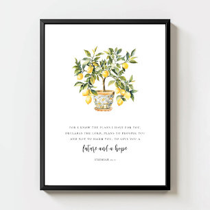 Poster Jérémie 29:11 Arbre au citron aquarelle moderne