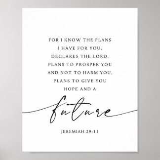 Poster Jérémie 29:11 Car je connais les projets