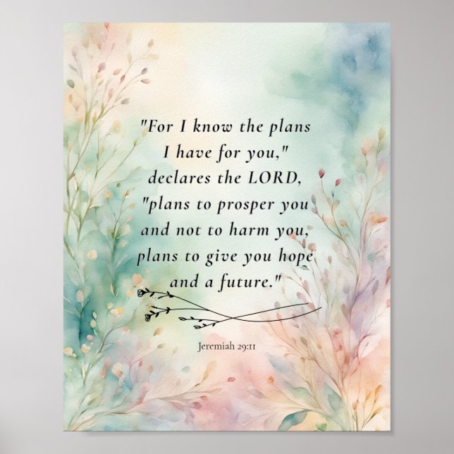 Poster Jérémie 29:11 Image du couplet de la Bible (Devant)