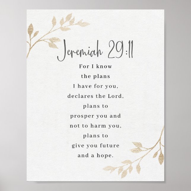 Poster Jérémie 29:11, verset biblique (Devant)