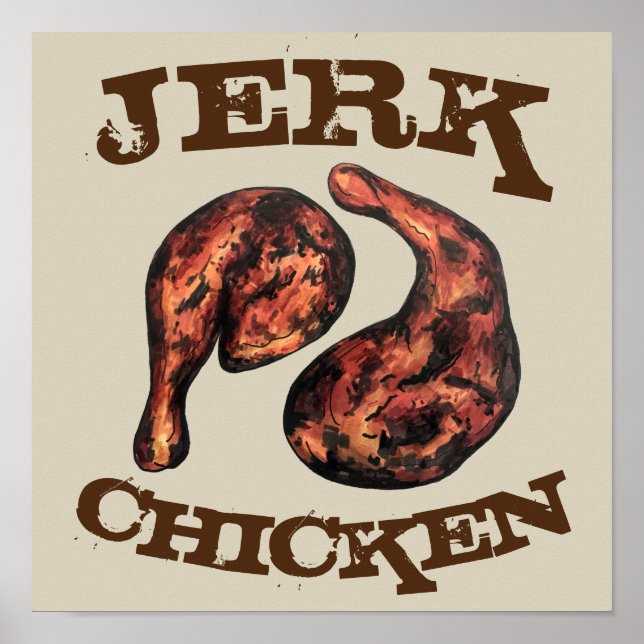 Poster Jerk Chicken Caraïbes West Indian Jamaicain (Devant)