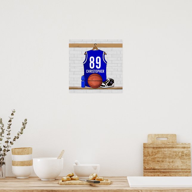 Poster Jersey Blue and White Basketball (Cuisine)