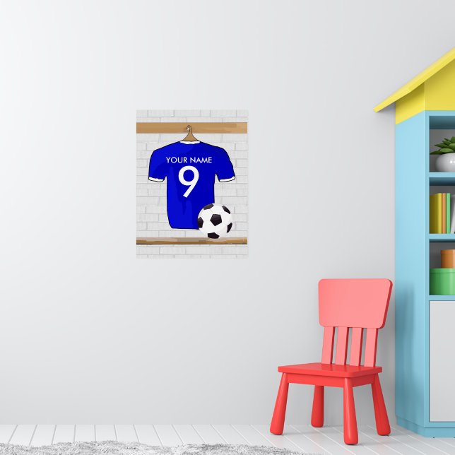 Poster Jersey de football bleu blanc personnalisé (Pépinière 1)
