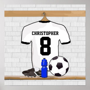 Poster Jersey de football noir blanc personnalisé