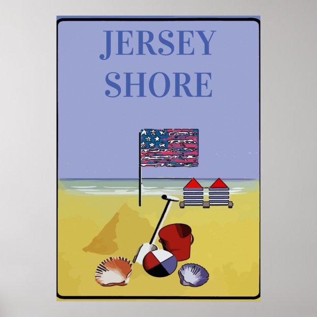 Poster Jersey Shore Beach Style Vintage (Devant)