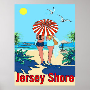 Poster Jersey Shore, Gals on Beach