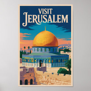 Poster Jérusalem Israël Illustration Voyage Art Vintage