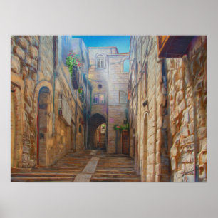 Poster Jerusalem Old Street David city Israel Fine Art
