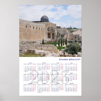 Poster Jérusalem (photo 2012), Israël. Calendrier 2022 