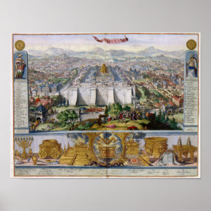 Poster Jeruselem et le Temple 1687 Antique Panorama