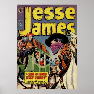 Poster Jesse James - Livre de bande dessinée Vintage