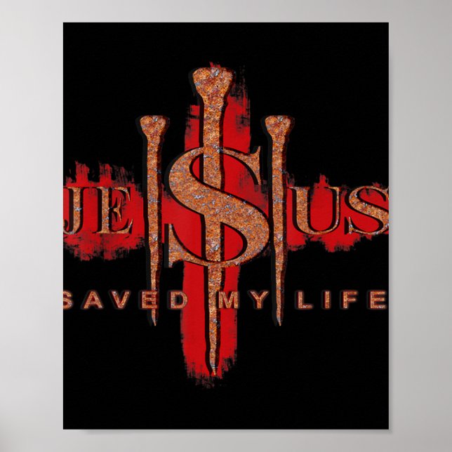 Poster Jésus a sauvé ma vie Dieu Bibi Foi Chrétien Amant (Devant)