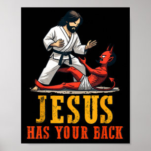 Poster Jésus A Ton Dos Drôle Christian Jiu-jitsu