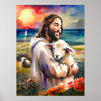 Poster Jésus A Trouvé Le Mouton Perdu