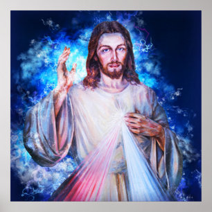 Poster Jésus agitant du Ciel Matthieu 4:17 Chrétien