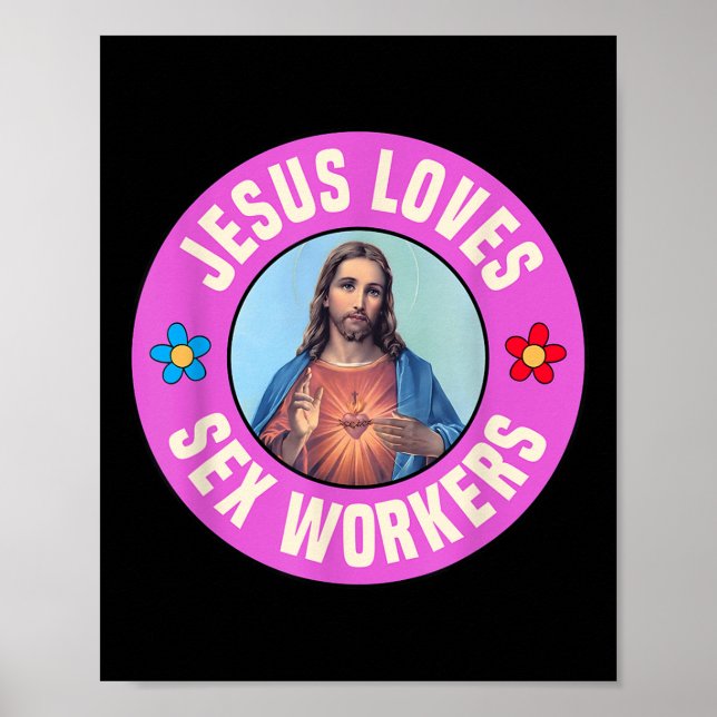 Poster Jésus aime les ouvriers Fleurs de Foi chrétienne (Devant)