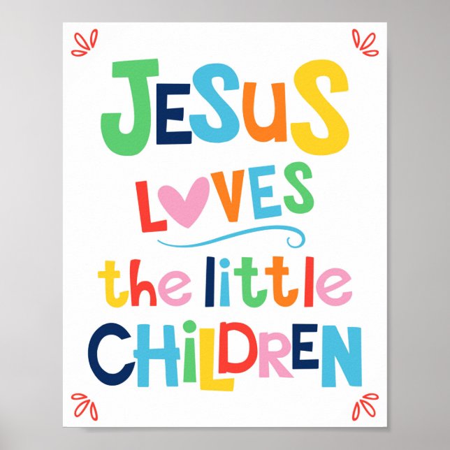 Poster Jésus Aime Les Petits Enfants Chrétiens (Devant)
