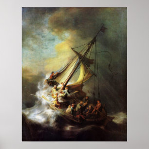 Poster Jésus apaisant la tempête dans la mer de Galilée