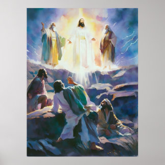 Poster Jésus Avec Moïse Et Élie Sur La Montagne