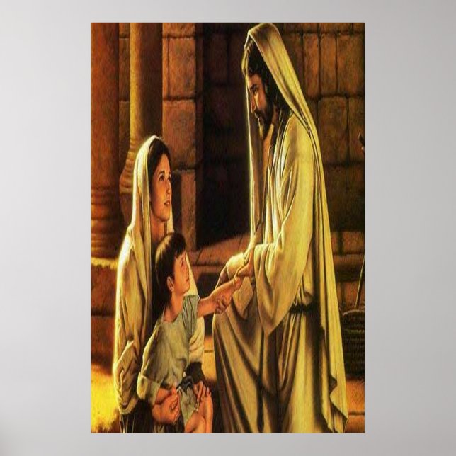 Poster Jésus bénit une mère et un enfant (Devant)
