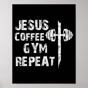 Poster Jésus Café Gym Chrétien Entraînement Musculation F