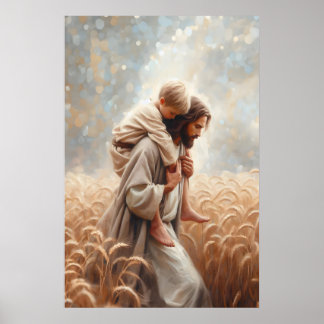 Poster Jesus Carrying Boy Jesus and Child Jesus and Kids