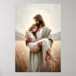 Poster Jesus Carrying Woman Jesus Woman LDS Art Jesus