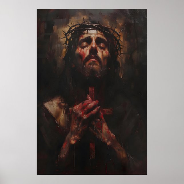 Poster Jésus-Christ avec couronne d'épines Art, Numérique (Devant)