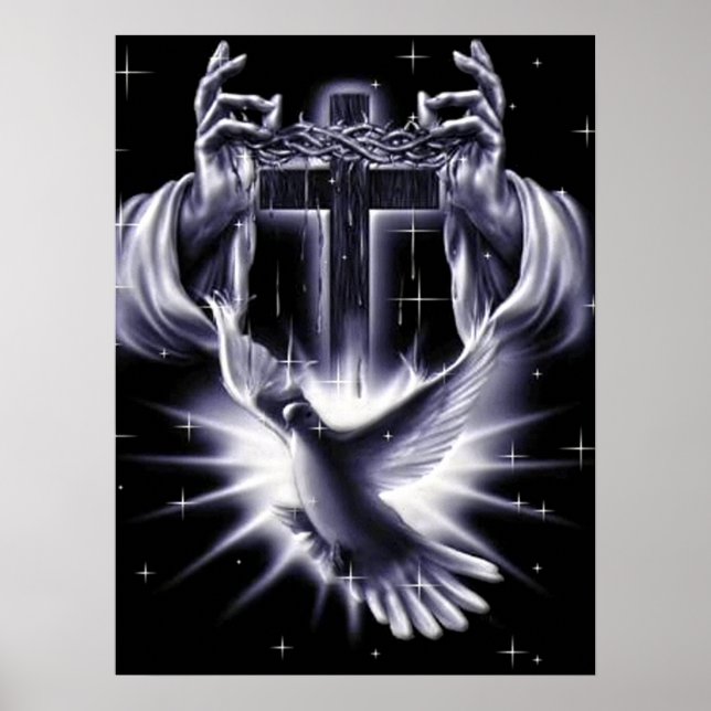 Poster Jésus-Christ Couronne d'épines et de colombe (Devant)