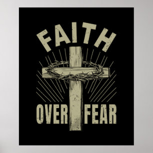 Poster Jésus Christ Croix Foi sur la peur