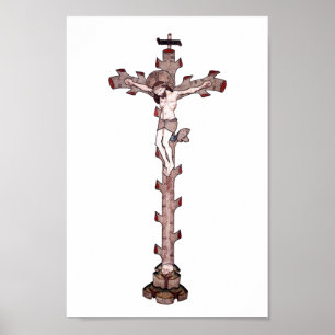 Poster Jésus Christ crucifixy broderie art vintage
