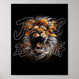 Poster Jésus Christ Est Roi Avec le Lion de Juda Qui Frap