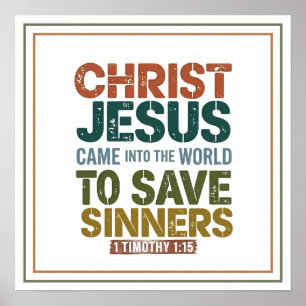 Poster Jésus-Christ est venu sauver les pécheurs Vintage