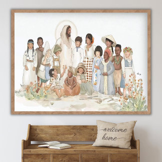 Poster Jésus-Christ et les petits, Jésus-Christ avec des 
