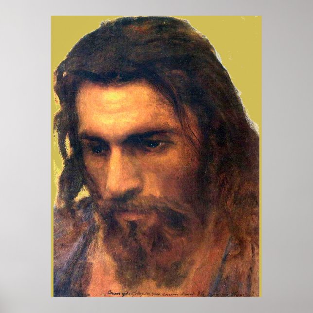 Poster Jesus Christ head study before 1872 by I. Kramskoi (Devant)